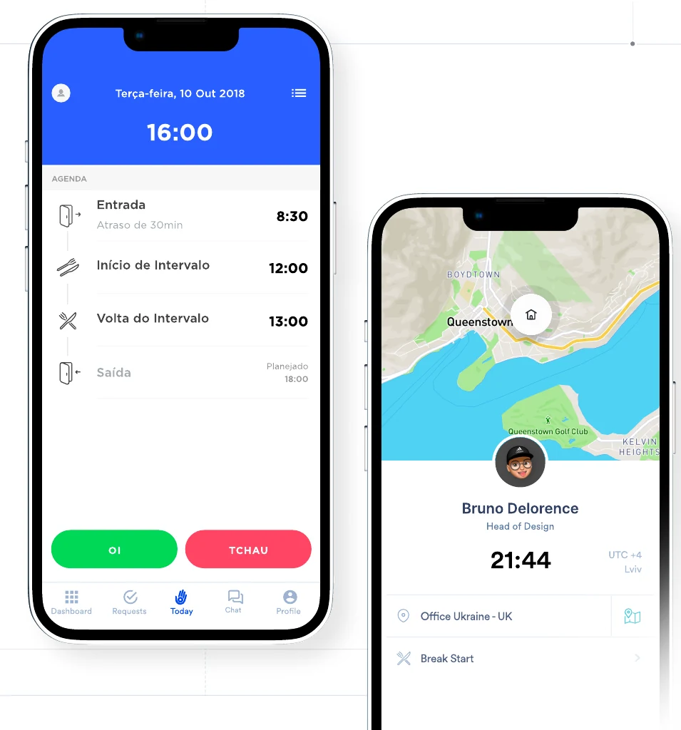 Oitchau mobile schedule and map-based clock-in in the redesigned application