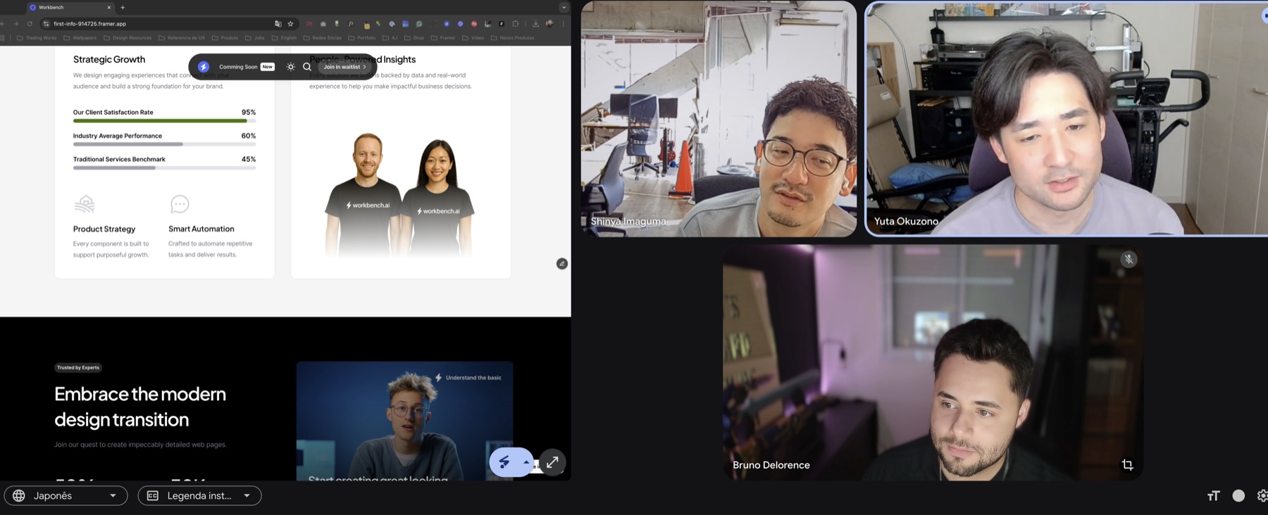 Workbench team working together in a Meet session